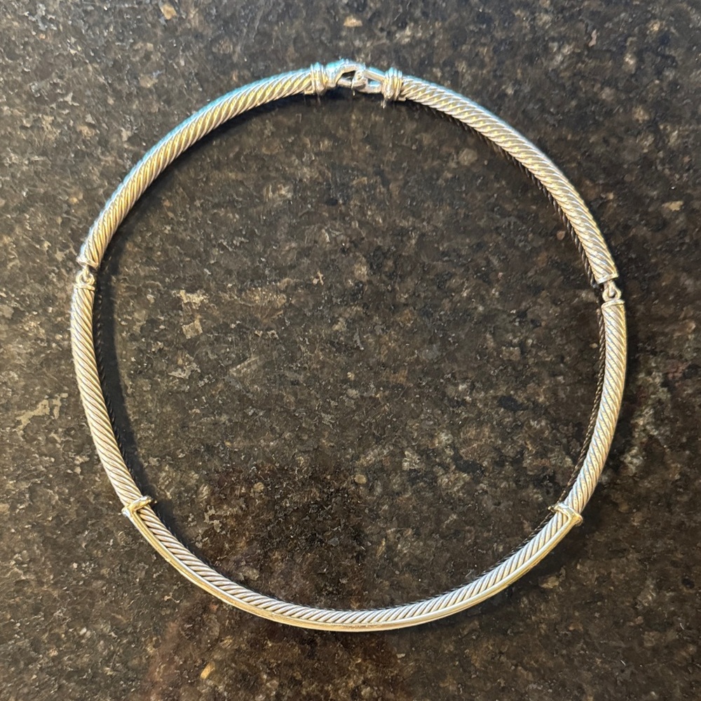 David Yurman Vintage Silver & Gold Cable Necklace